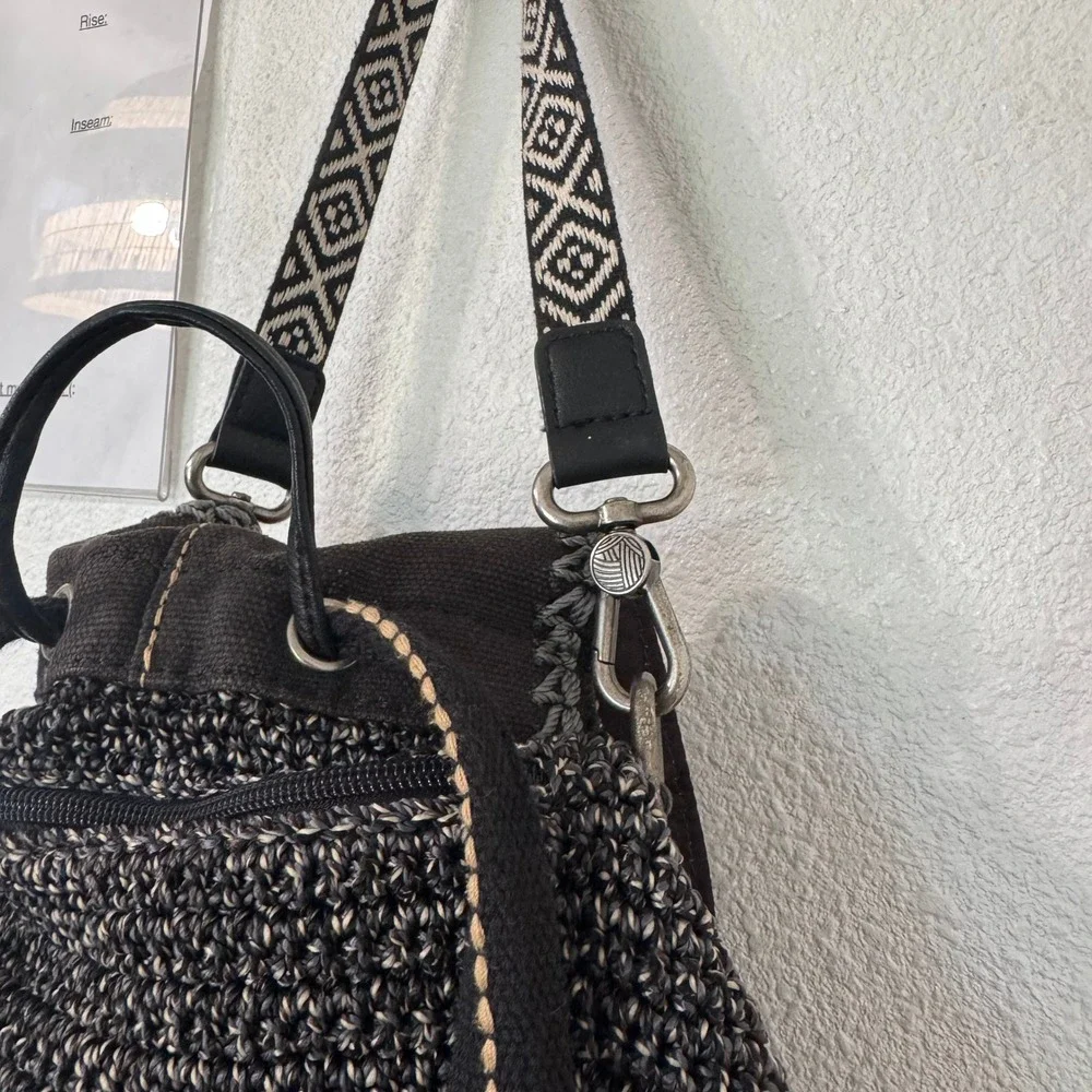The Sak Crochet Backpack Brown Tan Marl Convertible Shoulder Bag Boho Hippie